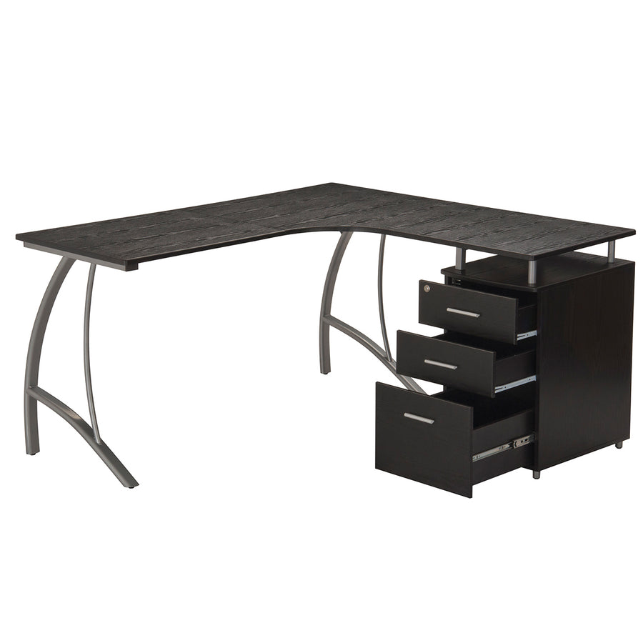 59" Espresso L-Shaped Desk with File Cabinet - product image 6