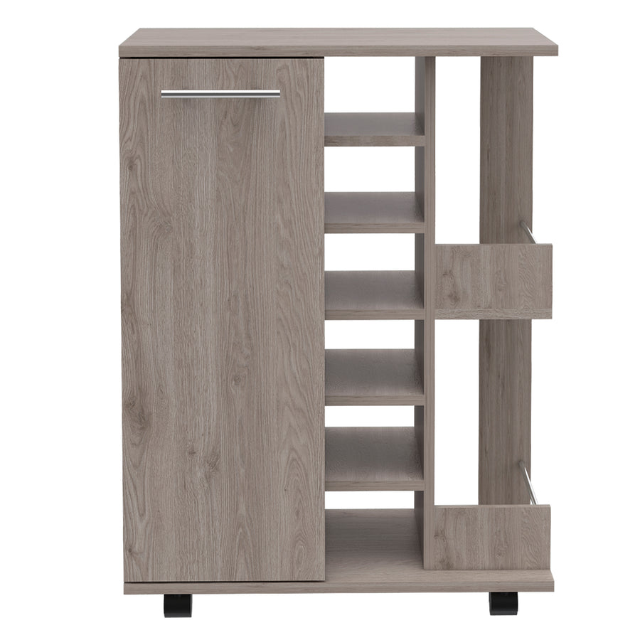 Light Gray Bar Cart with Wine Rack & Storage Cabinet — alternate view 5