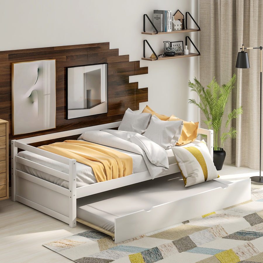 White Twin Metal Daybed with Trundle