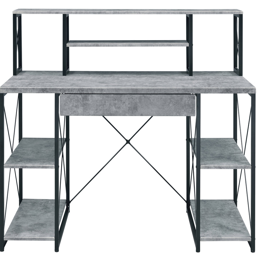 48" Gray & Black Studio Desk with Hutch and Shelves — alternate view 3