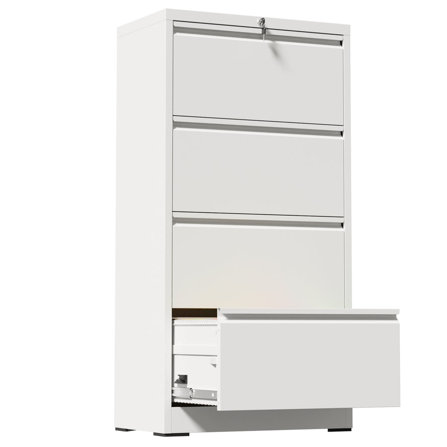 4-Drawer Lateral File Cabinet with Lock, White, view 17