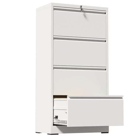 4-Drawer Lateral File Cabinet with Lock, White, view 17