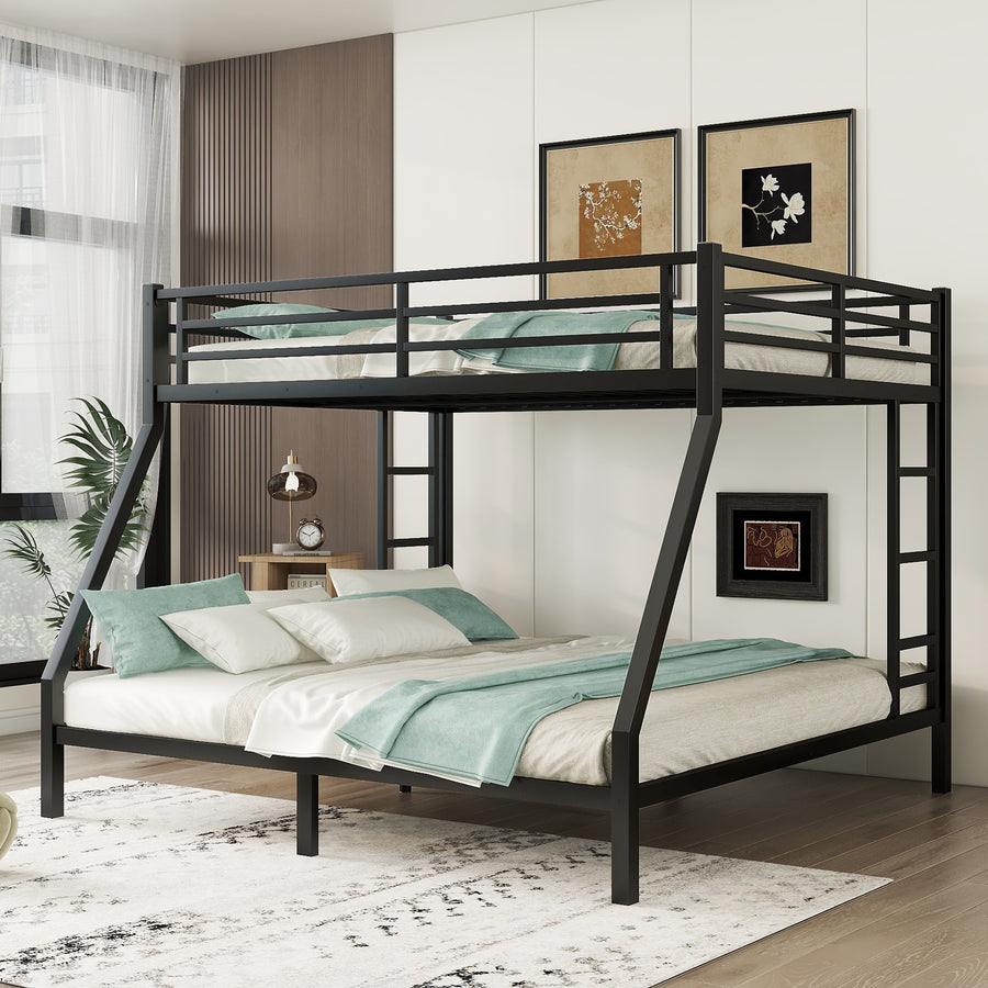 Black Queen-over-King Metal Bunk Bed