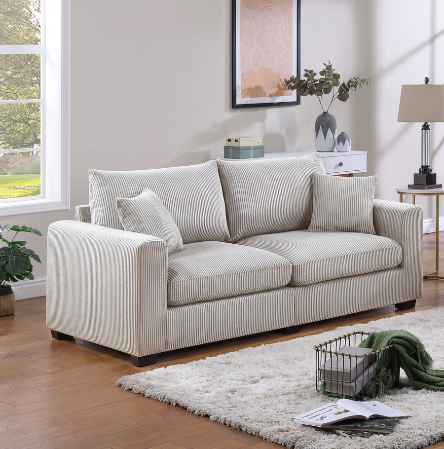 2-Piece Ivory Corduroy Sofa & Loveseat Set — alternate view 3