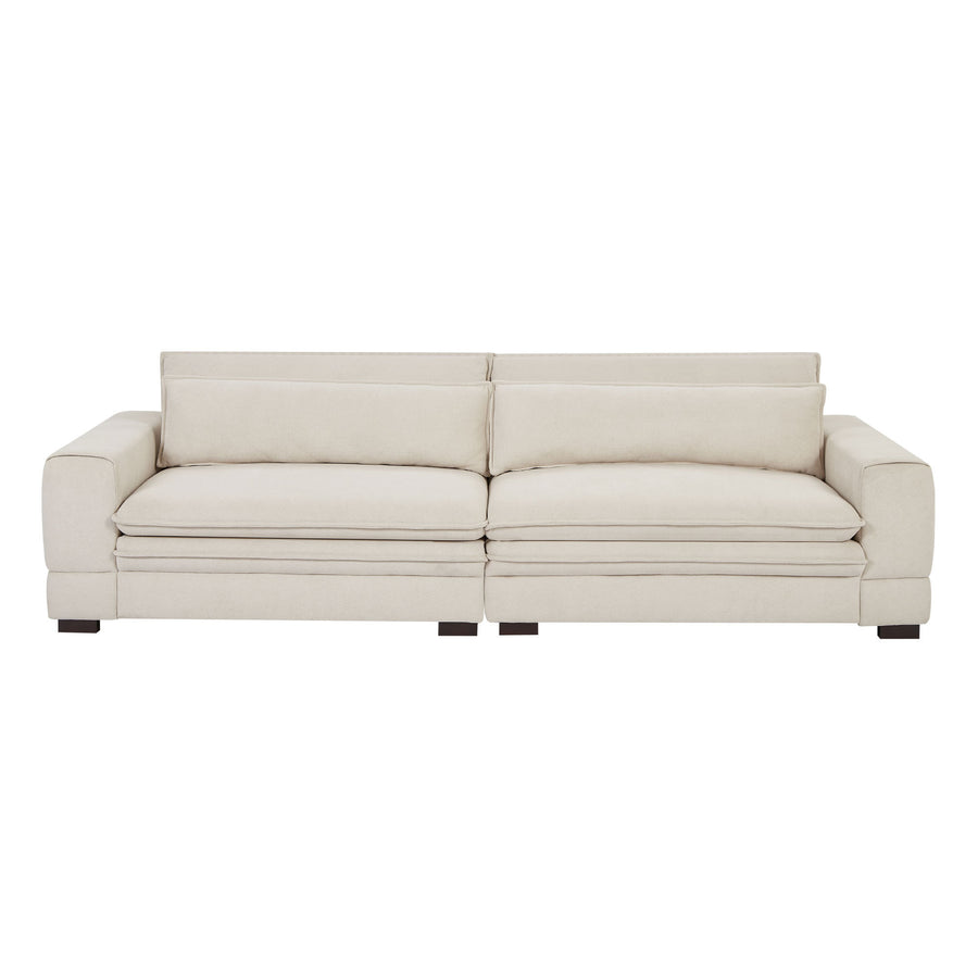米色中世纪现代风格软垫沙发