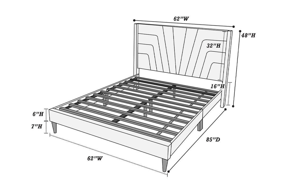 Queen Upholstered Platform Bed with Channel-Tufted Headboard, Light Brown, view 3