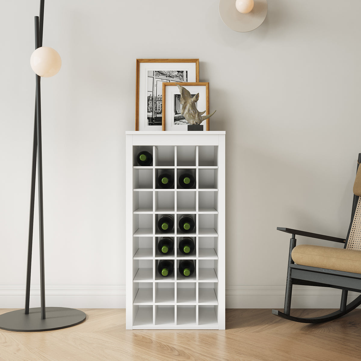 32-Bottle Wine Cabinet, White