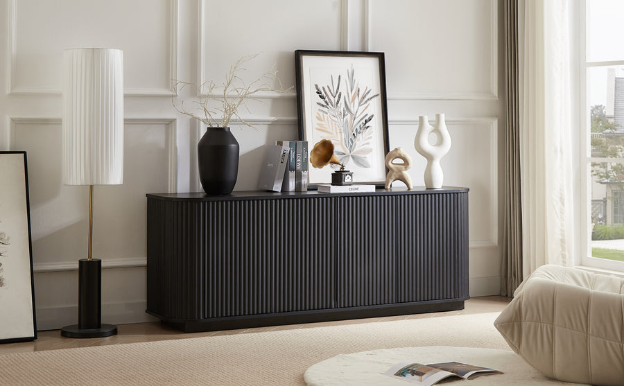Wave Pattern Sideboard and TV Stand, Black, view 4