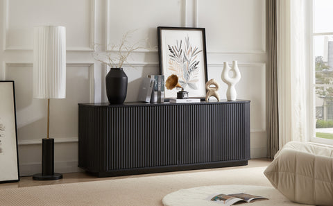 Wave Pattern Sideboard and TV Stand, Black, view 4