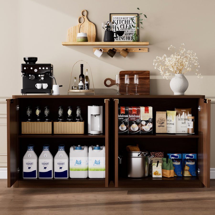Wavy Sideboard Buffet Cabinet, Walnut, view 5