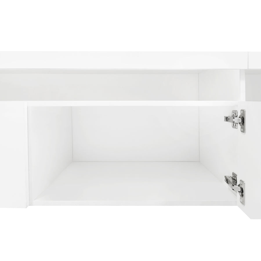 94.5" Extra-Long TV Stand with Glass Shelves and App-Controlled LED Lights, White, view 18