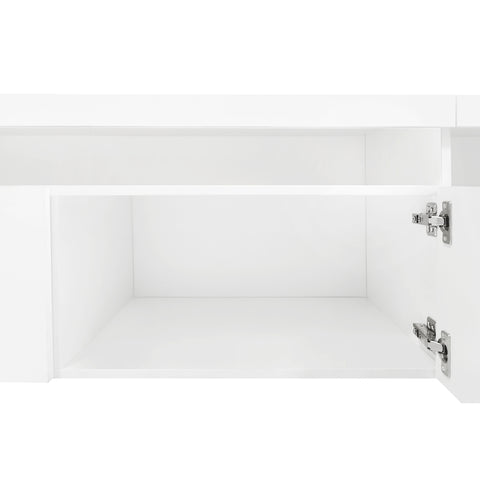 94.5" Extra-Long TV Stand with Glass Shelves and App-Controlled LED Lights, White, view 18