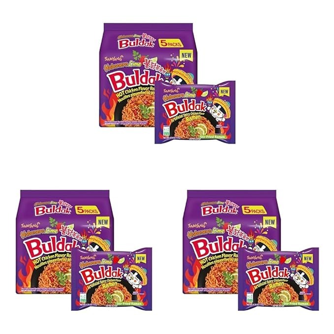 Samyang Buldak Spicy Ramen,Hot Chicken Ramen,Korean Stir-Fried Instant Noodle,Quattro Cheese Flavor,1 Bag with 5 Pack