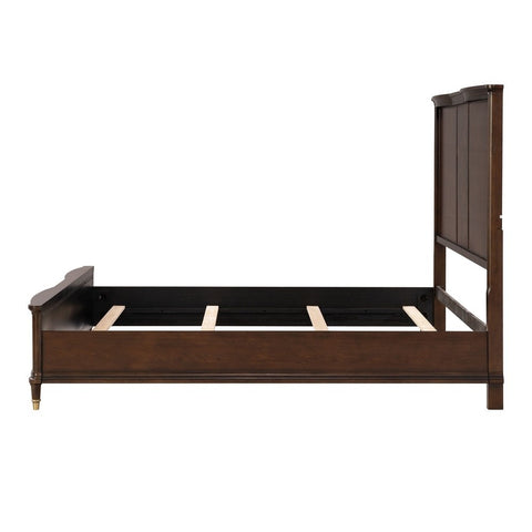 Regency-Style Queen Panel Bed with Burl Veneer, Dark Cherry, view 4
