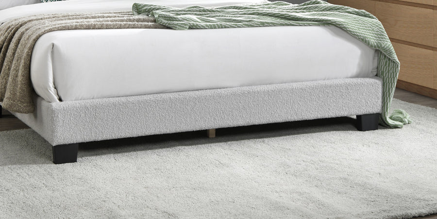 Queen Upholstered Platform Bed with Floral Headboard and Built-In LED, White, view 10