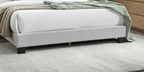 Queen Upholstered Platform Bed with Floral Headboard and Built-In LED, White, view 10