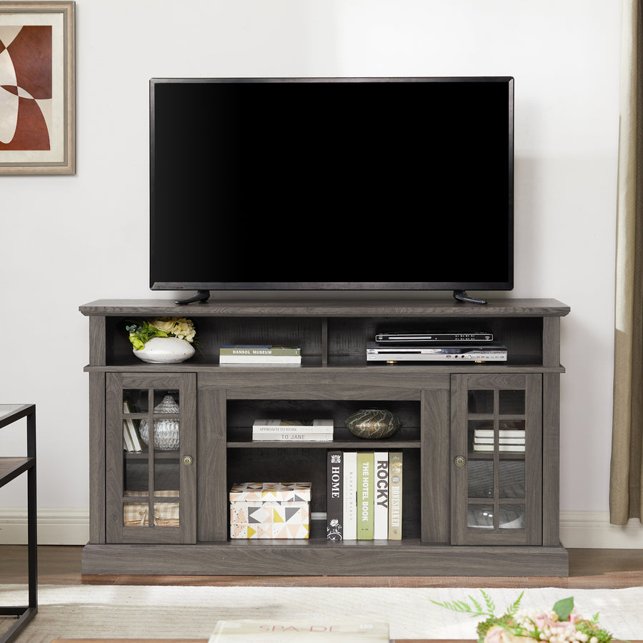 Classic TV Stand for TVs Up to 65", Dark Walnut and Black, view 8