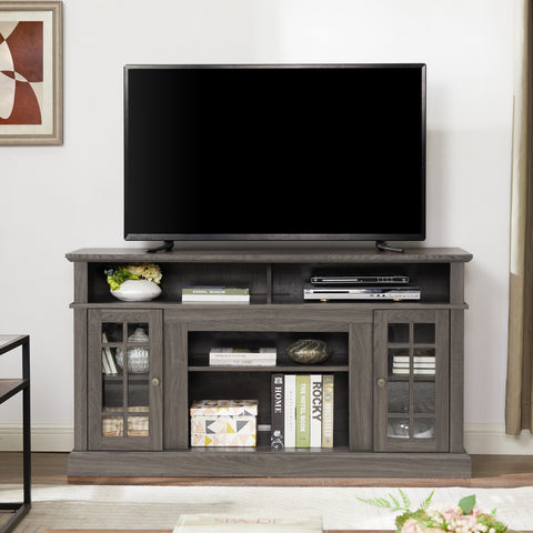 Classic TV Stand for TVs Up to 65", Dark Walnut and Black, view 8