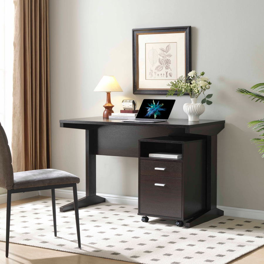 47" Espresso Desk with Mobile Locking File Cabinet - product image 1