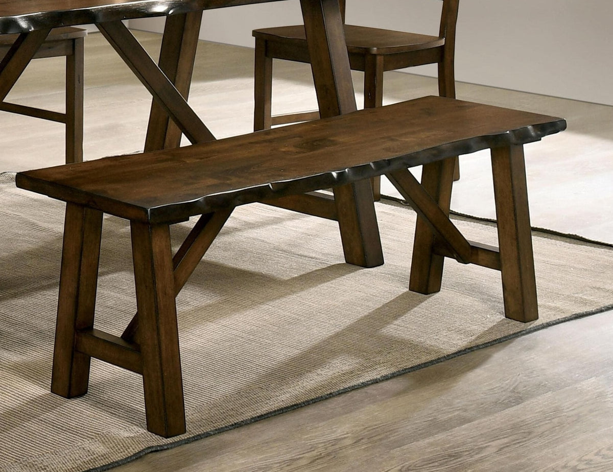 乡村风格胡桃木实木原木边长凳，做旧座椅，餐桌家具