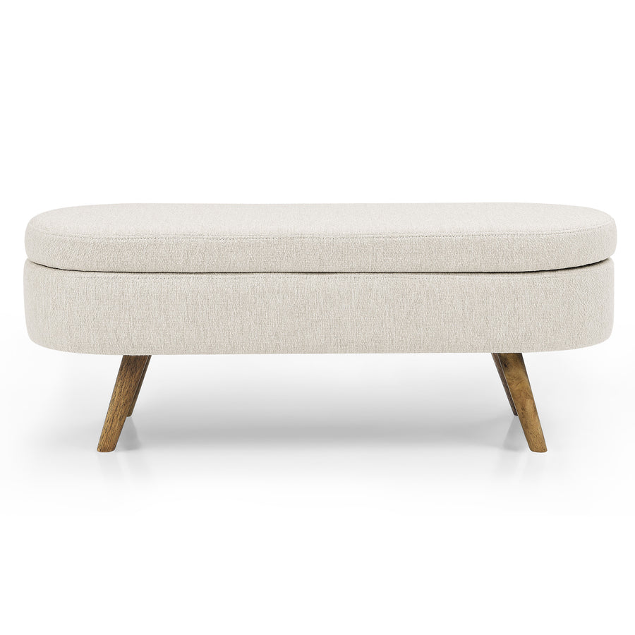 cream white 43.5-inch oval storage ottoman bench - view 11