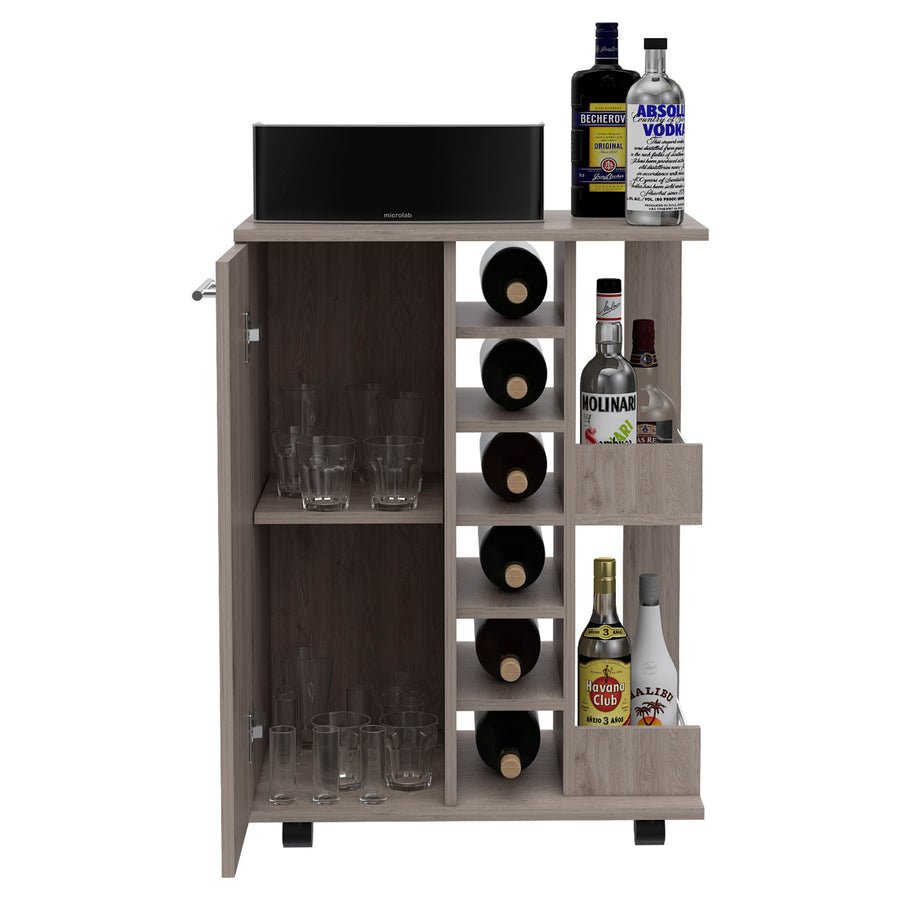 Light Gray Bar Cart with Wine Rack & Storage Cabinet — alternate view 8