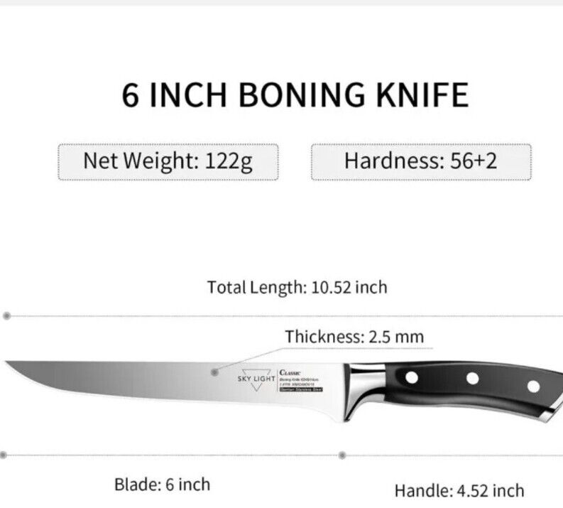 SKY LIGHT Boning knife, Super Sharp Fillet Knives 6 Inch