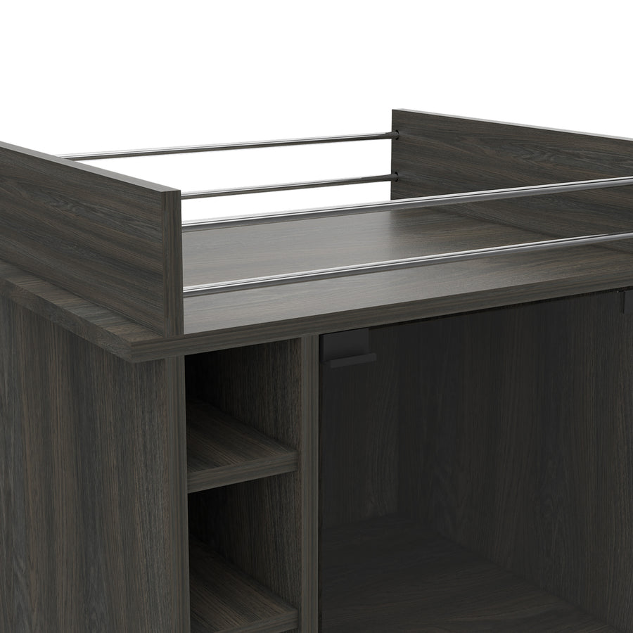 Vegas Gray Bar Cart with Glass Door & 6 Cubbies — alternate view 9