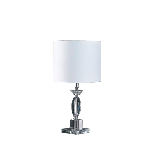 Cut Crystal Table Lamp with White Drum Shade, 23.25" Modern Accent Lamp