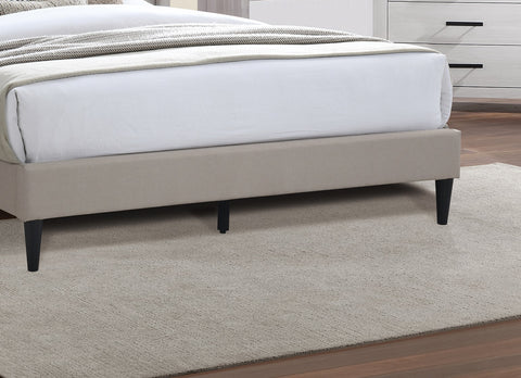 Queen Upholstered Platform Bed with Channel-Tufted Headboard, Light Brown, view 5
