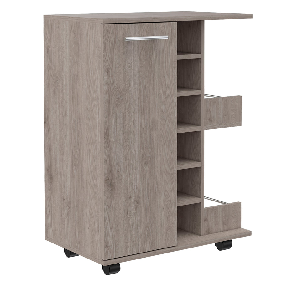 Light Gray Bar Cart with Wine Rack & Storage Cabinet — alternate view 2