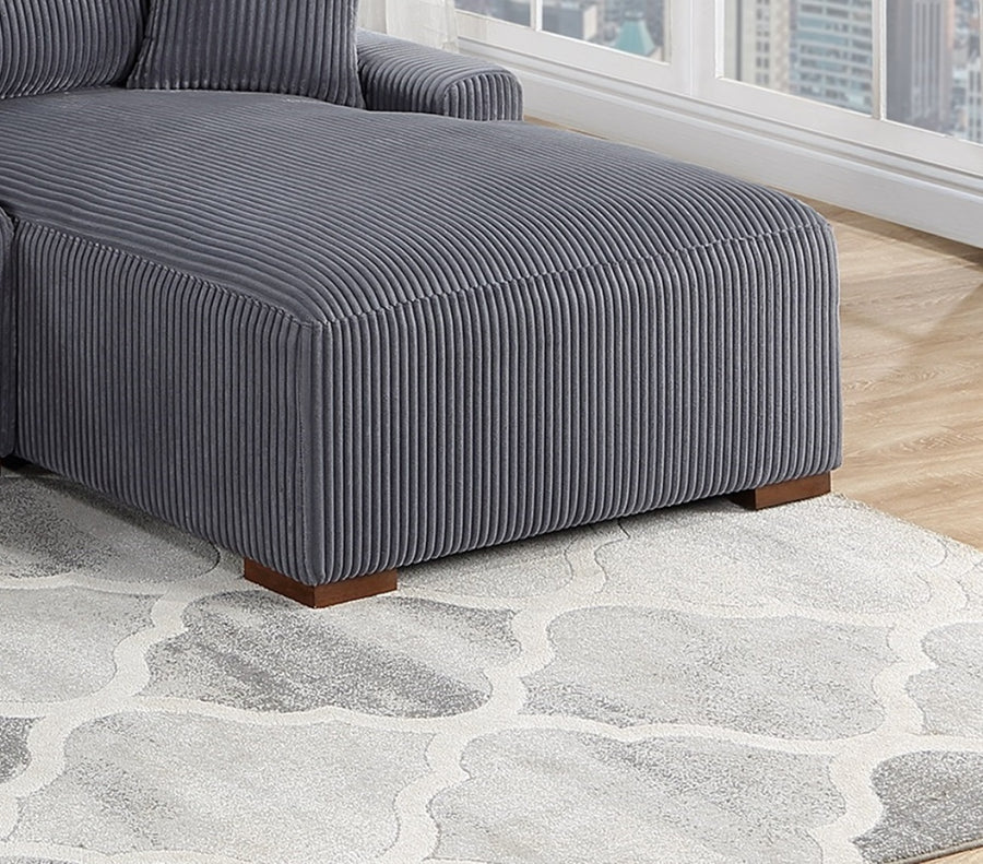 113" Dark Gray Corduroy Sectional Sofa with Chaise — alternate view 7
