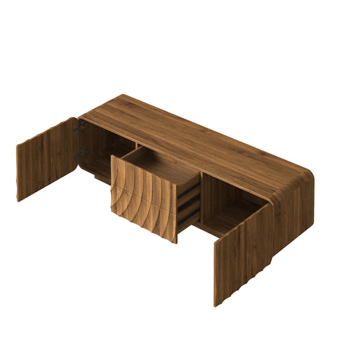 Spiral Wave TV Stand for TVs Up to 65", Walnut, view 8
