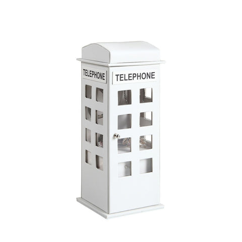 11.5' Tall Leather Jewelry Box, British Telephone Design, White