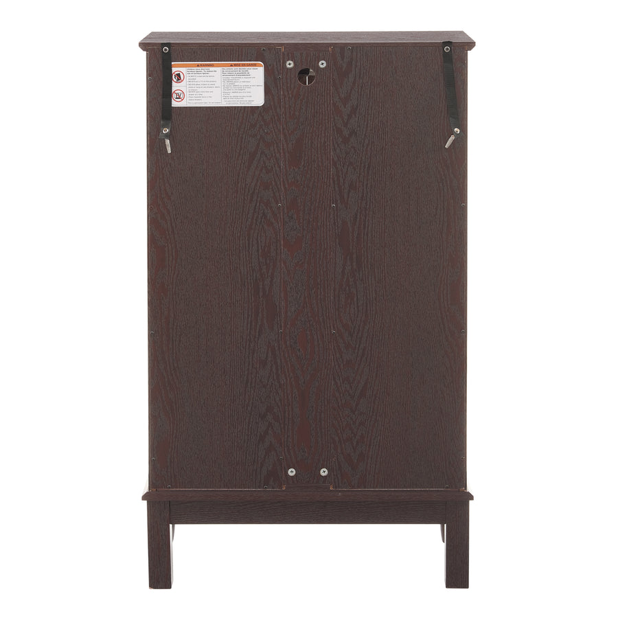 Lighted Curio Cabinet with Tempered Glass Doors and Mirrored Back, Cherry, view 20