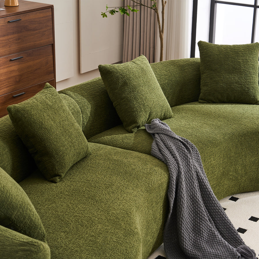 110-inch forest green chenille U-shaped sectional sofa - view 5