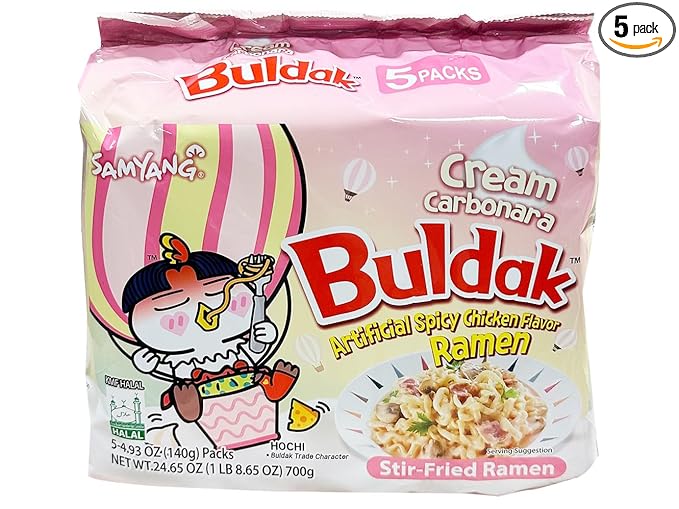 Samyang Buldak Hot Spicy Chicken Flavor Ramen,Korean Stir-Fried Instant Package Noodle Cream Carbonara