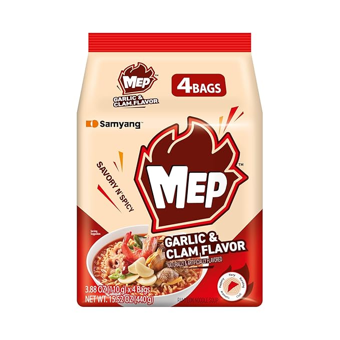 MEP黑胡椒牛肉味韩式方便面，辣味拉面汤
