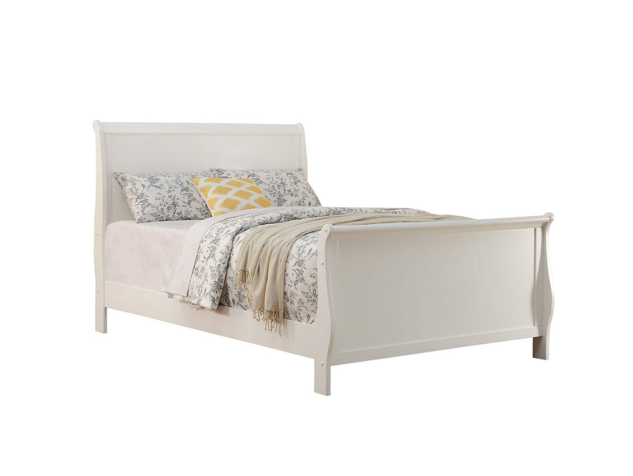 Modern Queen Sleigh Bed with Curved Headboard and Footboard, White, view 5