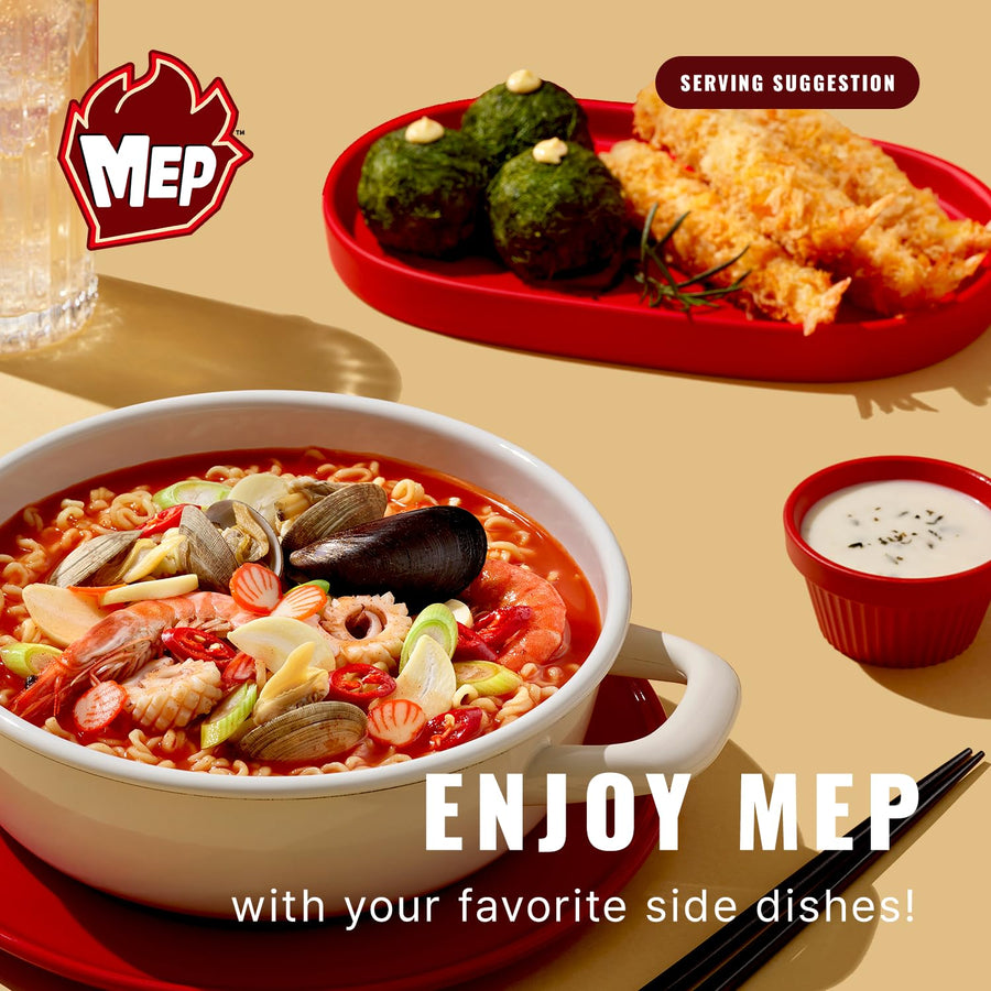 MEP黑胡椒牛肉味韩式方便面，辣味拉面汤