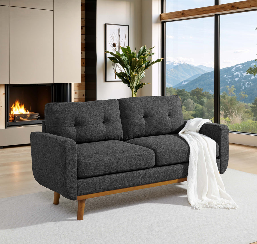 67.7' Wide Mid-Century Modern Upholstered Tufted Loveseat Sofa With Wooden Legs