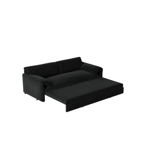 66" Queen Pull-Out Sofa Bed – 3-in-1 Convertible Velvet Loveseat with Side Storage