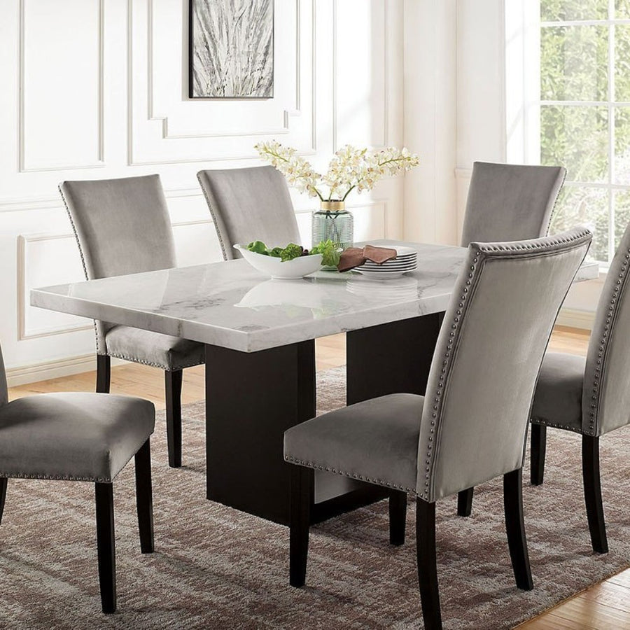 White Genuine Marble Dining Table - Solidwood Base 1pc