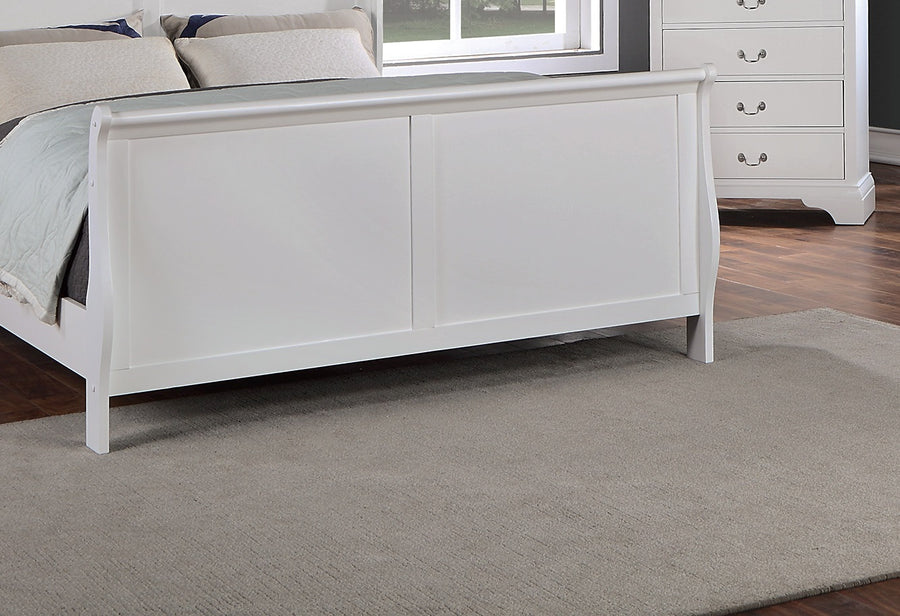 Modern Queen Sleigh Bed with Curved Headboard and Footboard, White, view 3