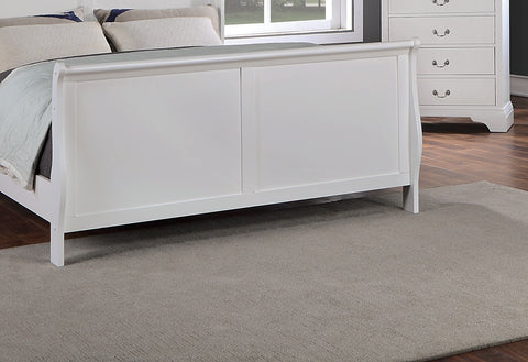 Modern Queen Sleigh Bed with Curved Headboard and Footboard, White, view 3