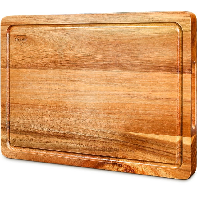 SKY LIGHT Wood Cutting Boards,Acacia Wooden Chopping Board for Kitchen, Reversible Charcuterie Boards for Meat Fruits and Veggies