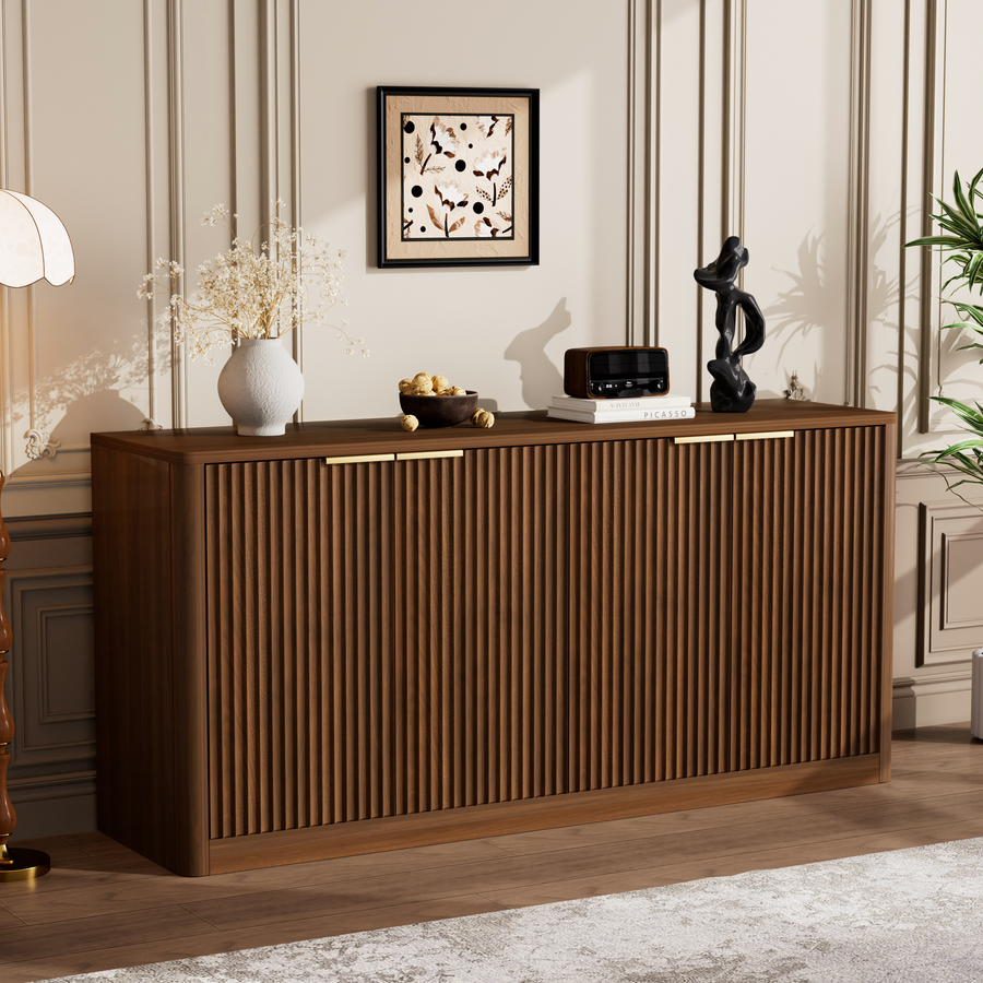 Wavy Sideboard Buffet Cabinet, Walnut, view 2