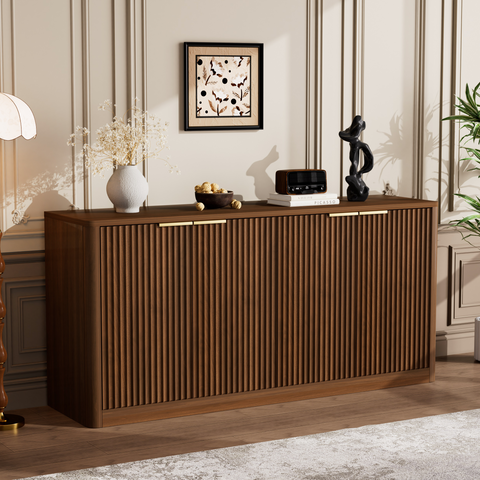 Wavy Sideboard Buffet Cabinet, Walnut, view 2