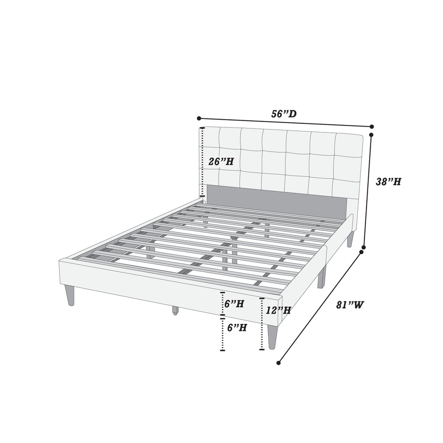 Modern Full Upholstered Platform Bed with Square-Tufted Headboard, Charcoal, view 8