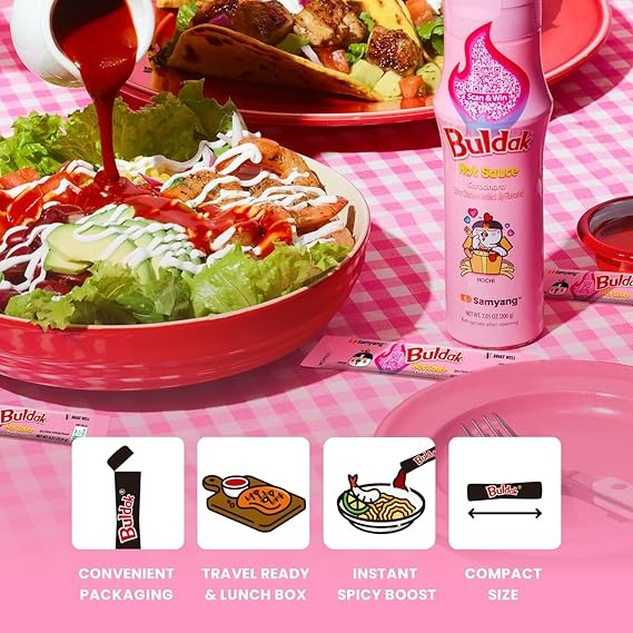 Samyang Buldak Carbonara Stick Sauce, Carbonara Spicy Hot Chicken Flavor Sauce, Korean Hot Sauce 0.17 Fl Oz x 50 Sticks (8.5 Fl Oz)